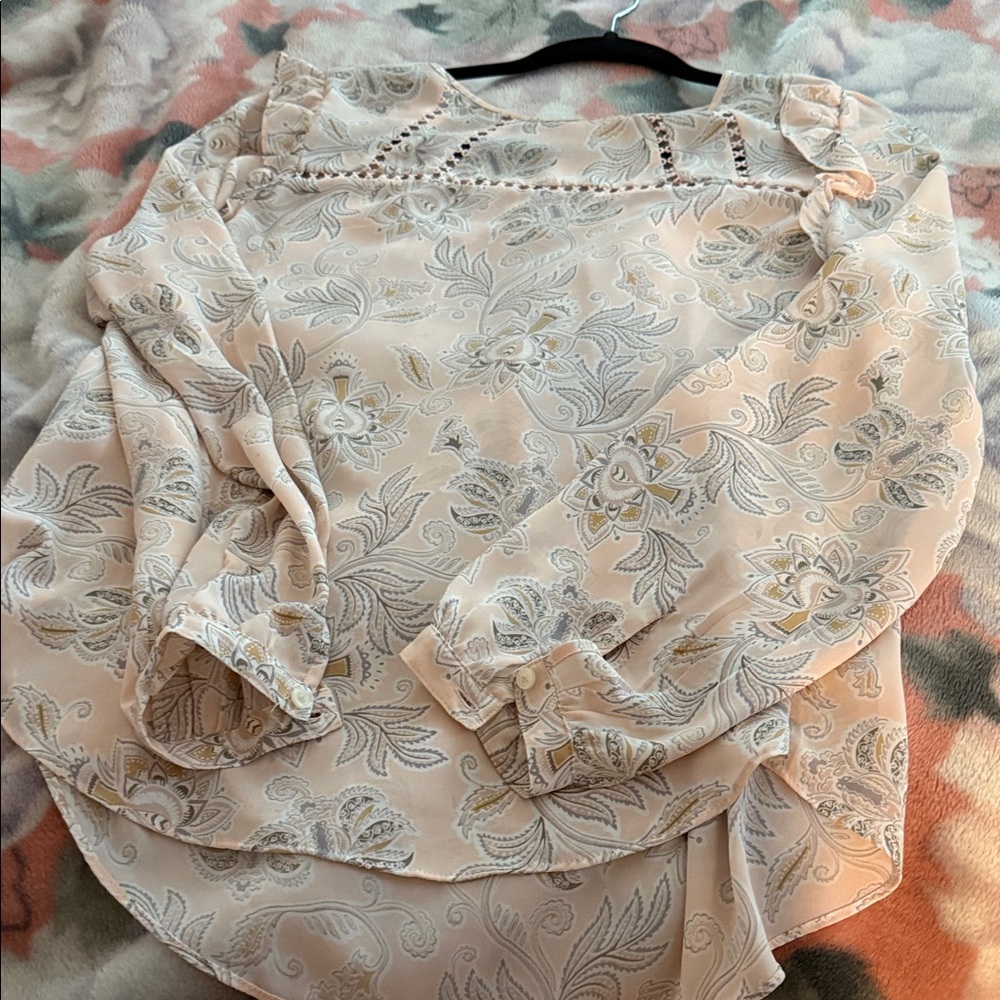 LOFT Cream Floral Blouse
